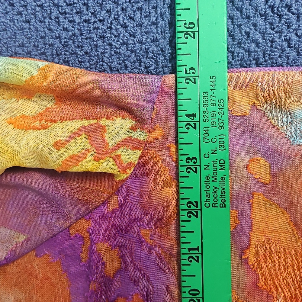 Calessa Burnout Tie Dye Crew Neck Tunic W/Asymmetric Hem: Orange Multi:Size- 1X - Picture 11 of 14